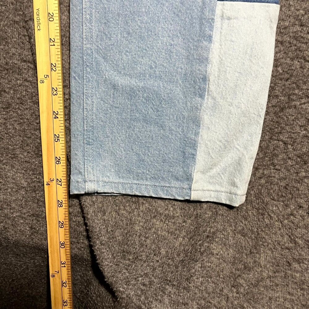 Good American Womens Blue Icon Patchwork Denim Straight Jeans 15 90s 34x27.5 - Picture 6 of 10